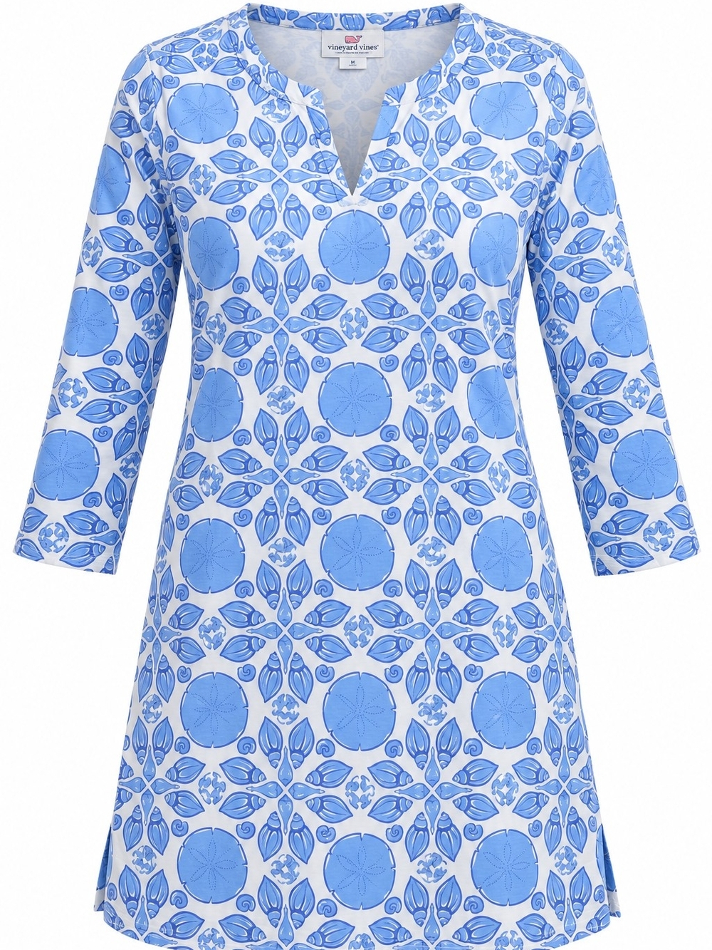 VINEYARD VINES | Blue White Seashell Cotton Beach Resort Wear Tunic Dress | M